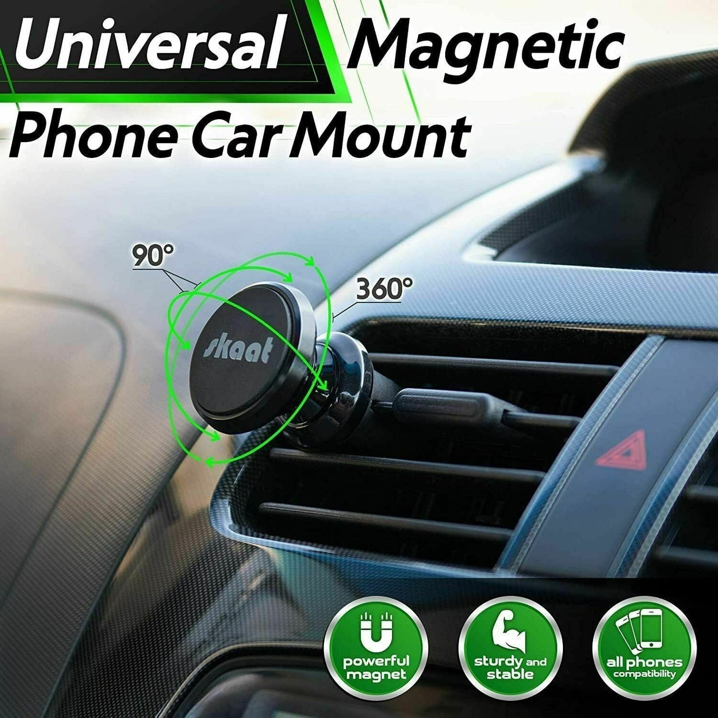 2x 360 Magnetic Car Mount Holder Air Vent Stand Universal For Mobile Cell Phone.