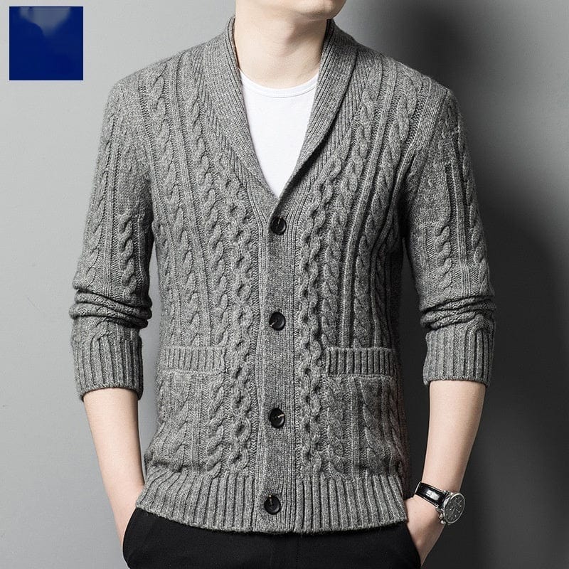 Knitted Cardigan Men's Thickened Jacquard Single-breasted