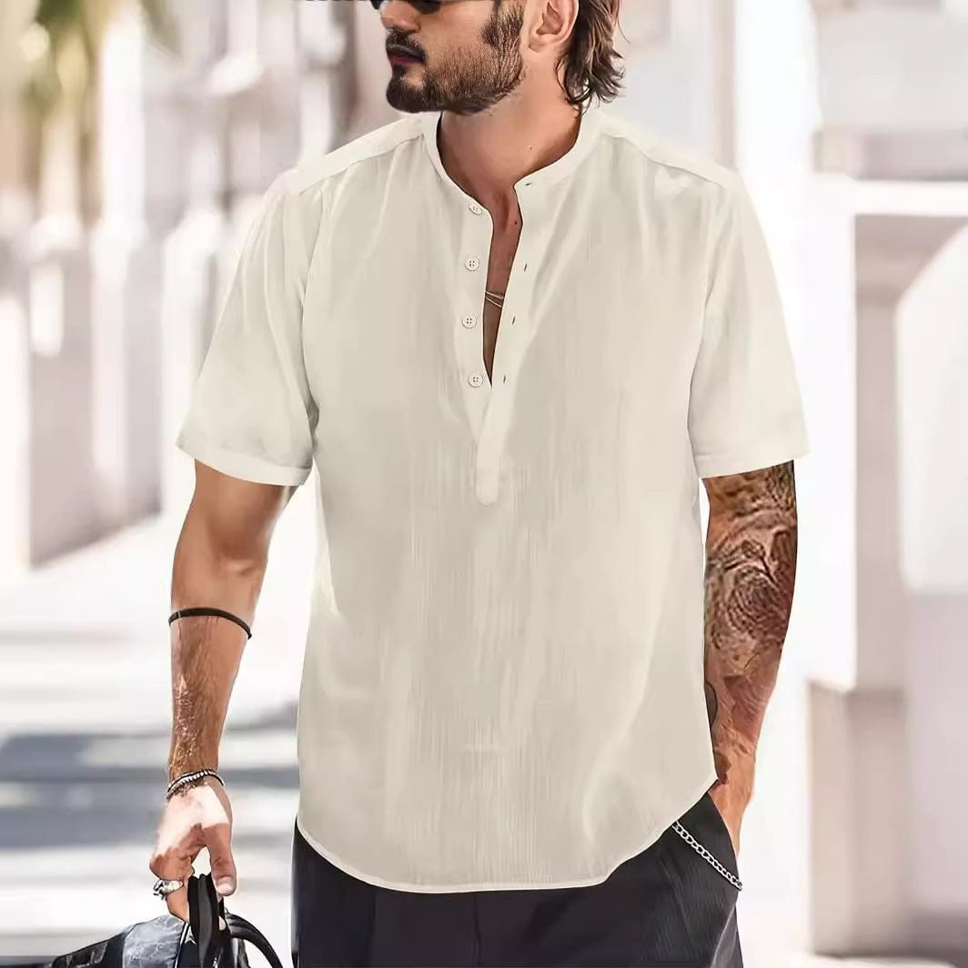 Men's Chest Pocket Solid Color Casual Fashion Short Sleeve T-shirt