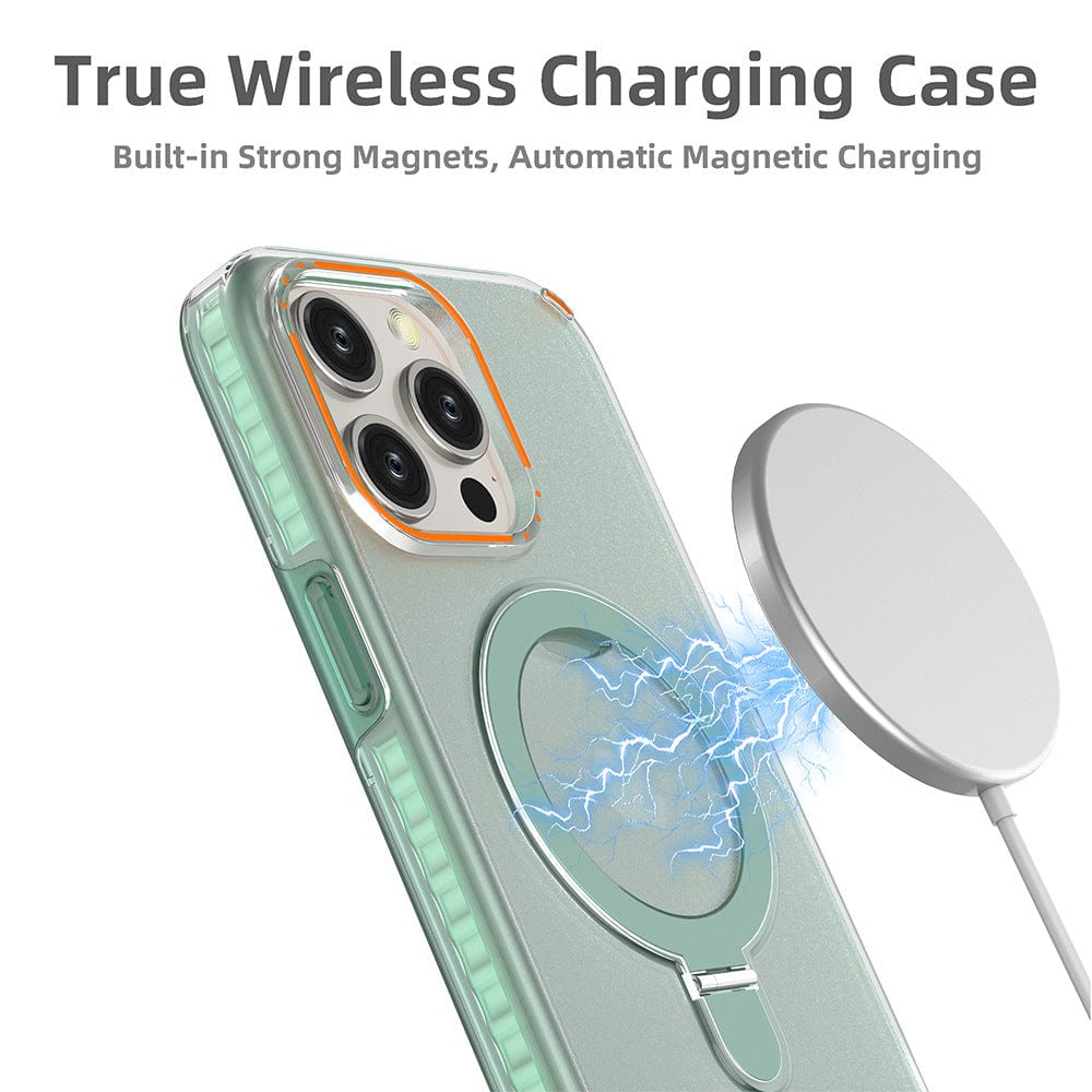 New Colorful Magnetic Bracket Phone Case With Holder Stand Cover For Magesafe Magnetic Transparent Wireless Charge Case For Phone.