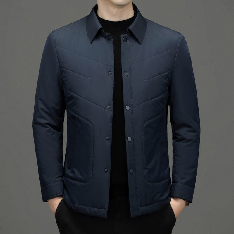 Fall Winter Men Jacket Lapel Fashion Business Lightweight Silk Cotton-padded Coat