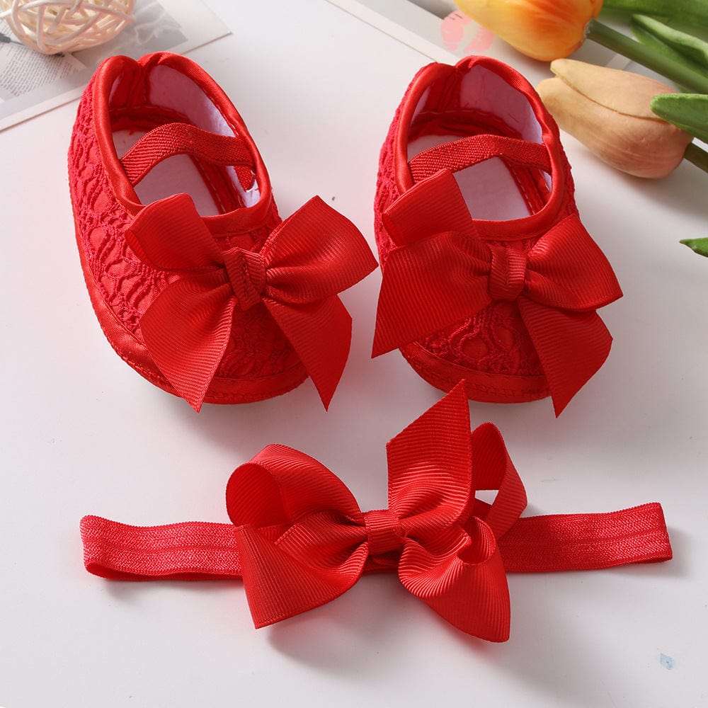 Baby Shoes Hair Band Set European And American Cute Bow Princess Shoes