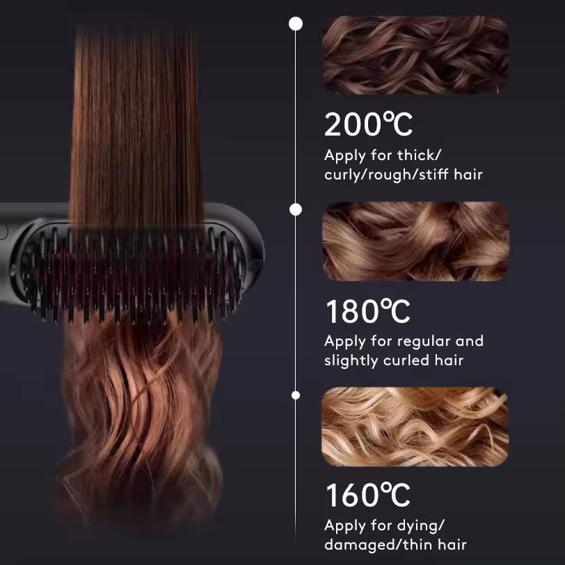 Peigne à cheveux lisse 2 en 1, brosse à lisser sans fil, chauffage rapide, bigoudi chaud Portable, chargeur USB