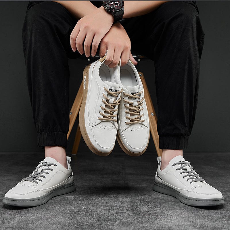 European Men's Shoes Summer Leather Breathable Thin Section