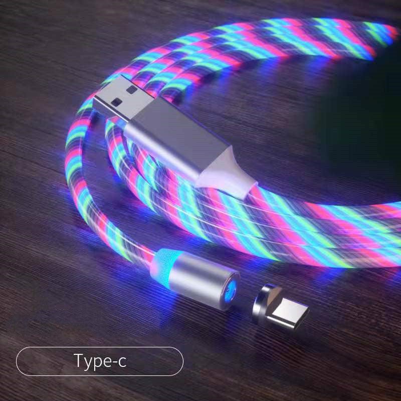 Magnetic Charging Cable Streamer Fast Charging Cable Lighting Micro USB Cable LED Magnet Charger Type-C Cable.