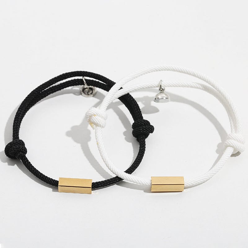 Bracelet personnalisé avec nom, aimant d'amour éternel, en acier inoxydable, pour couples