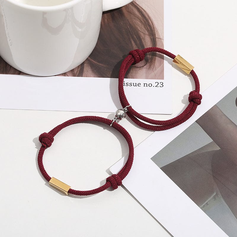 Pulsera con nombre personalizado, pulsera de parejas de acero inoxidable con imán de amor eterno