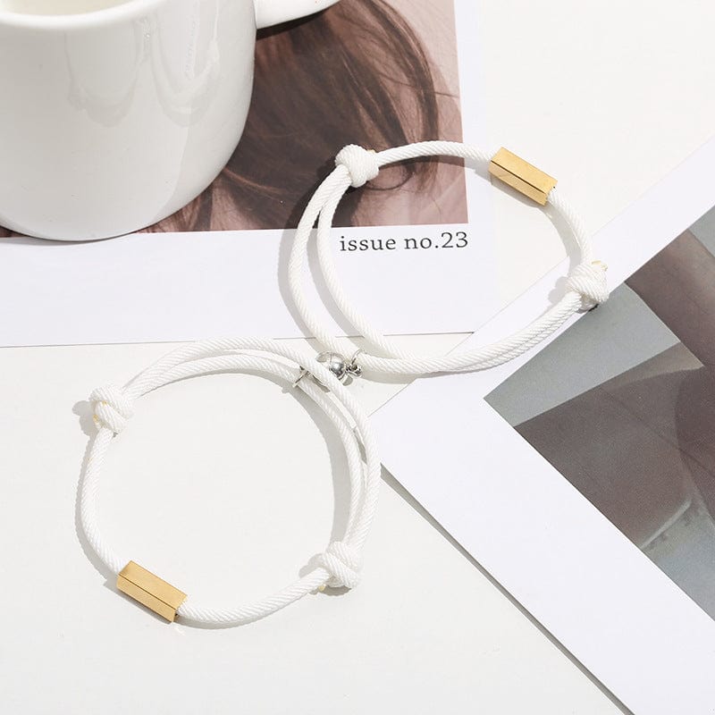 Pulsera con nombre personalizado, pulsera de parejas de acero inoxidable con imán de amor eterno