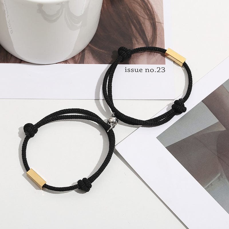 Pulsera con nombre personalizado, pulsera de parejas de acero inoxidable con imán de amor eterno