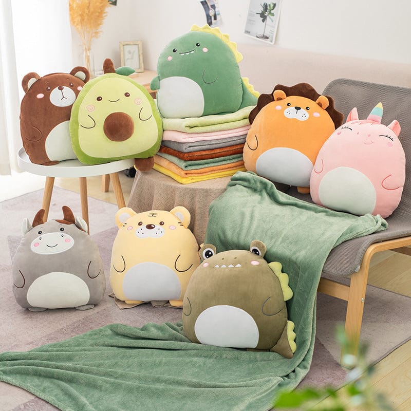 Cartoon Dinosaur Lion Plush Pillow Blanket Dual-use Cute Girl Sleeping Pillow Cushion