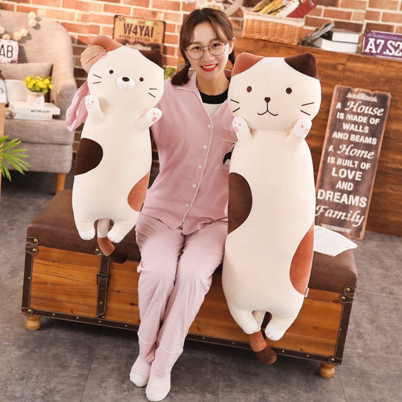 Net Red Cat Sleeping Cartoon Plush Pillow Doll Long Strip Accompany Sleeping Doll Cushion Comfort Doll