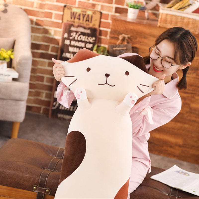 Net Red Cat Sleeping Cartoon Plush Pillow Doll Long Strip Accompany Sleeping Doll Cushion Comfort Doll