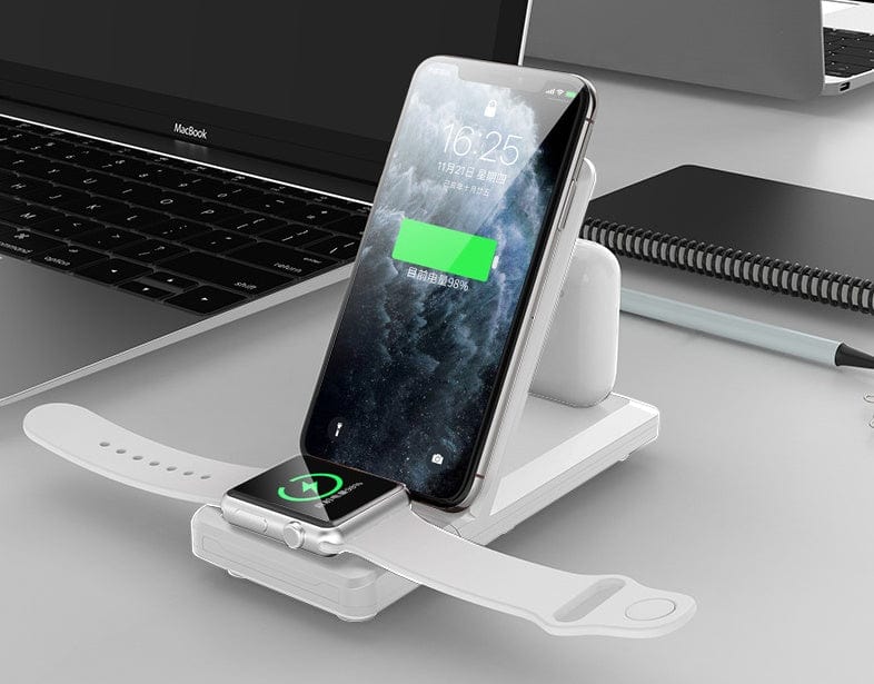 Folding three-in-one multifunctional wireless charger.