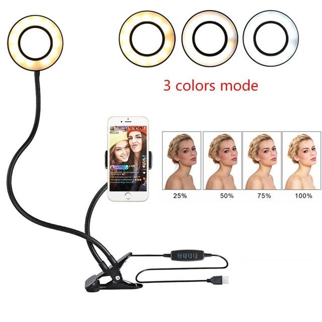 LED Selfie Ring Light for Live Adjustable Makeup Light-8cm Stand.