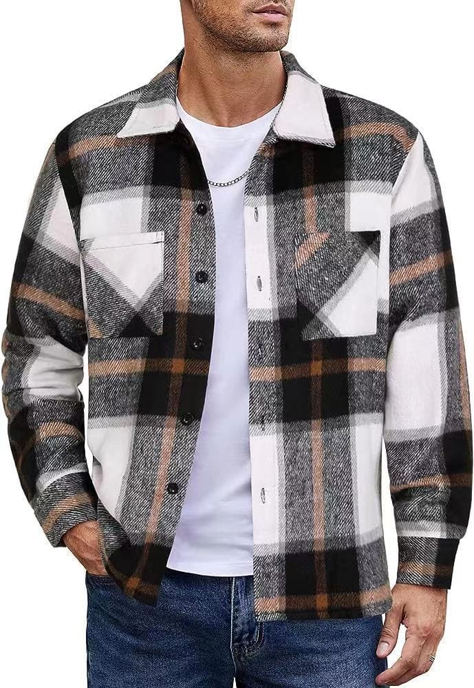 Manteau chemise rembourré thermique haut de gamme à carreaux pour hommes