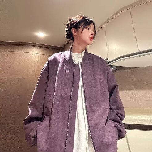 American Retro Premium Purple Baseball Trendy Niche Jacket