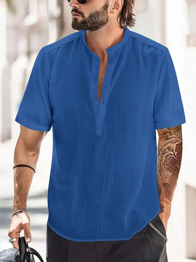 Men's Chest Pocket Solid Color Casual Fashion Short Sleeve T-shirt