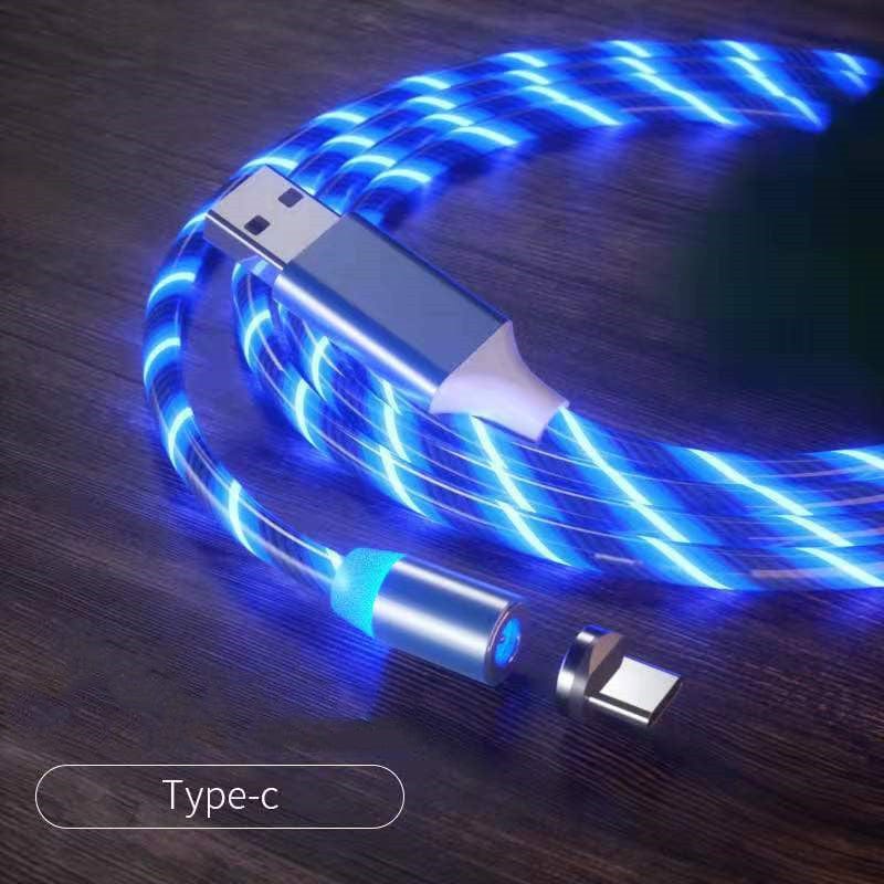 Magnetic Charging Cable Streamer Fast Charging Cable Lighting Micro USB Cable LED Magnet Charger Type-C Cable.