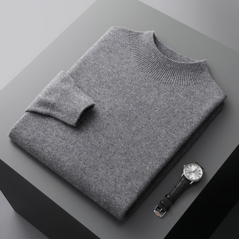 Half-collar Wool Sweater Men's Solid Color Knitted Sweater