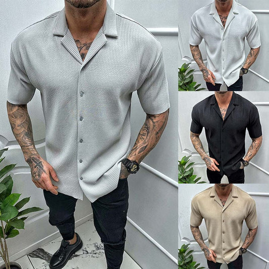 Camisa de manga corta de color sólido para hombre