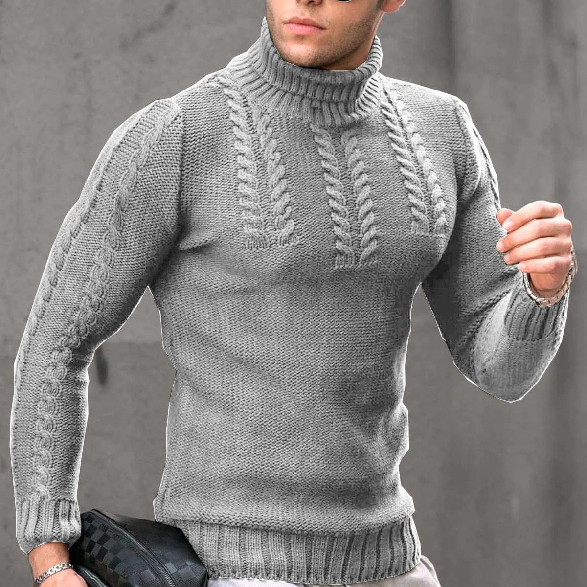 Men's Turtleneck Twisted Long-sleeved Sweater Thermal Head Cover