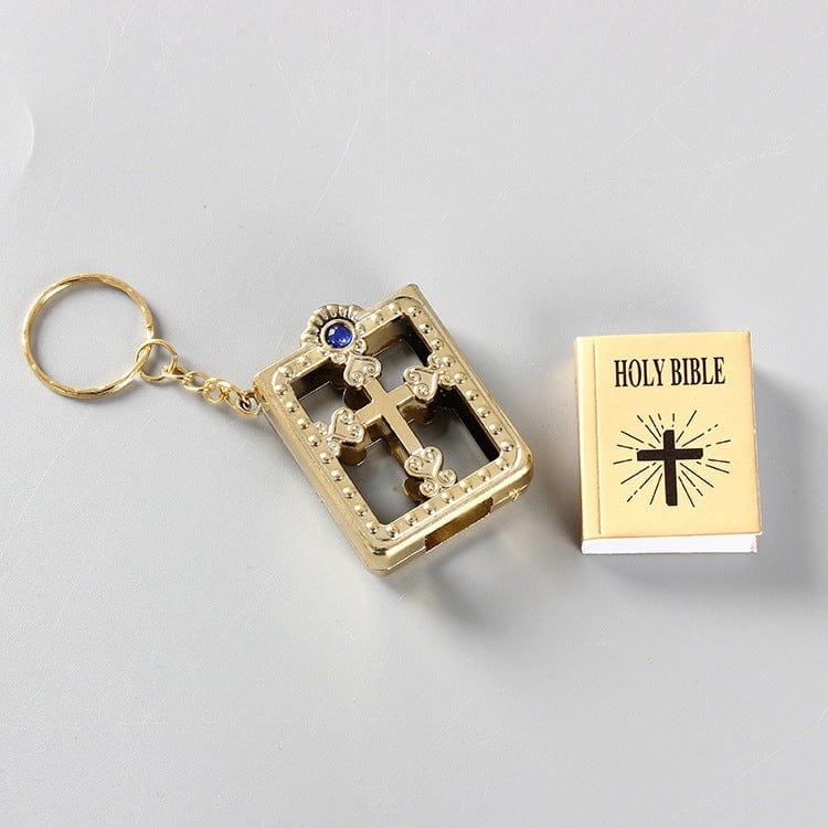 Mini llavero de la Santa Biblia, llavero religioso cristiano con cruz de Jesús, llavero de recuerdo para regalo de oración de Dios para mujer