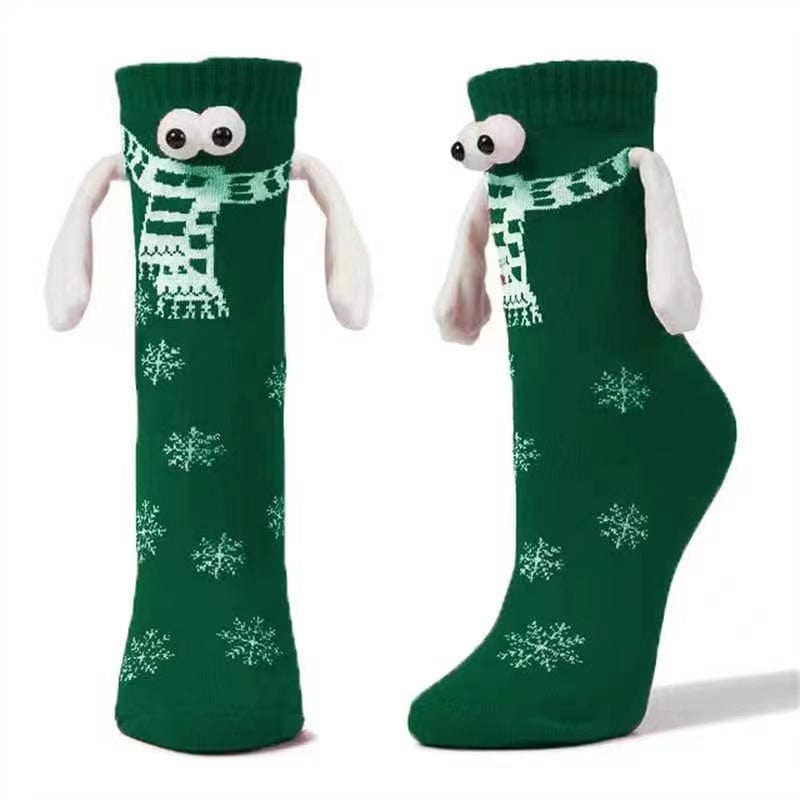 Couple poignée magnétique chaussettes à main mignonnes noël