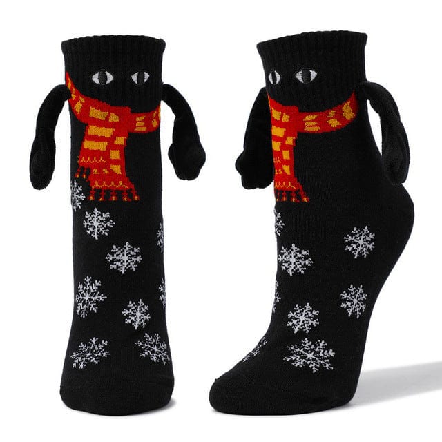 Couple poignée magnétique chaussettes à main mignonnes noël