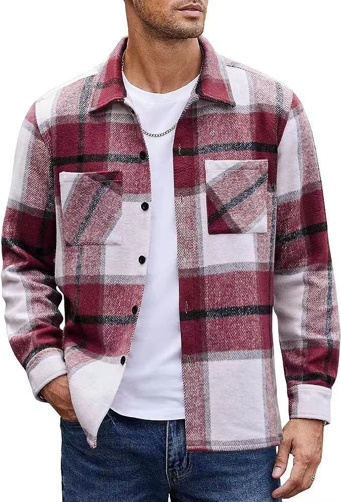 Manteau chemise rembourré thermique haut de gamme à carreaux pour hommes