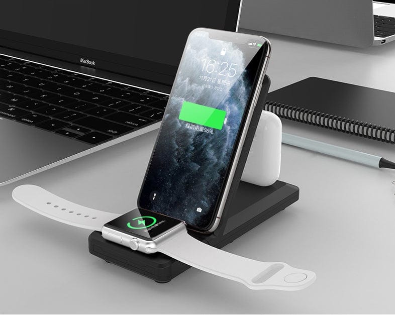 Folding three-in-one multifunctional wireless charger.