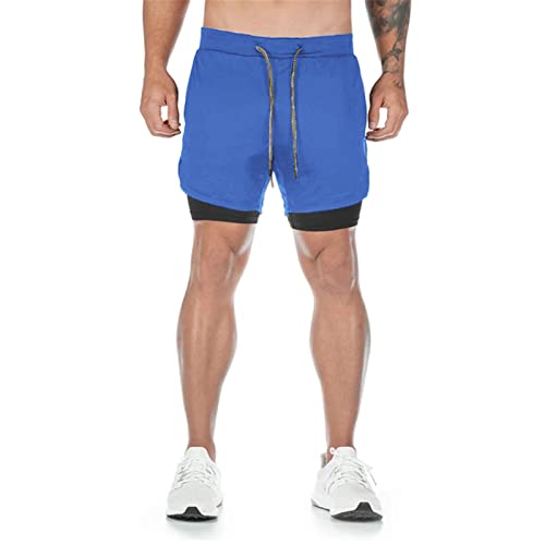 Surenow Mens Running Shorts，Workout Running Shorts for Men，2-in-1 Stealth Shorts，7-Inch Gym Yoga Outdoor Sports Shorts