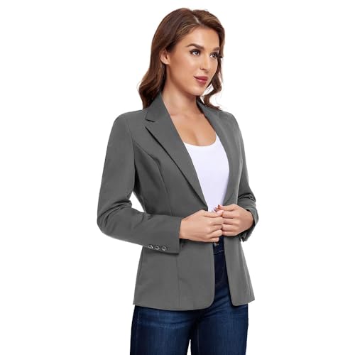 Blazer de oficina para mujer, con un botón, solapa con muescas, para negocios, esmoquin, informal, chaqueta, traje pequeño