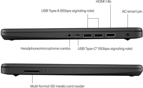 HP más nuevo portátil ultraligero de 14" para estudiantes y empresas, Intel Quad-Core N4120, 8 GB de RAM, 192 GB de almacenamiento (64 GB eMMC+128 GB Micro SD), 1 año de Office 365, cámara web, HDMI, WiFi, USB-A y C, Win 11 S 