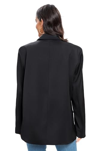 Blazer de costume surdimensionné à double boutonnage pour femme, veste à manches longues, style petit ami décontracté, blazer de travail et de bureau avec poches