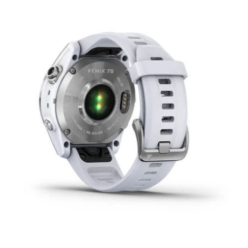 Garmin fenix 7S, reloj inteligente de aventuras de tamaño más pequeño, reloj resistente para exteriores con GPS, pantalla táctil, funciones de salud y bienestar, plateado con correa de grafito, 010-02539-00 