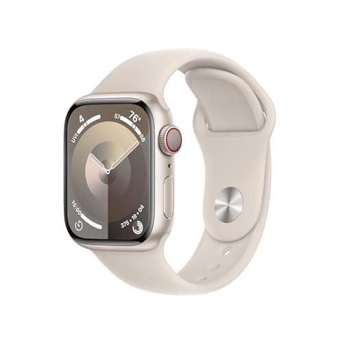 Montre intelligente Apple Watch Series 9 [GPS + Cellular 45 mm] avec boîtier en aluminium rose et bracelet sport rose M/L. Tracker d'activité, applications d'oxygène sanguin et ECG, écran Retina toujours activé (renouvelé) 