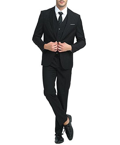 Cloudstyle Mens 3-Piece Suit Notched Lapel One Button Slim Fit Formal Jacket Vest Pants Set