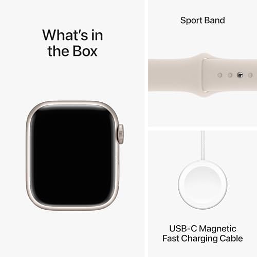 Montre intelligente Apple Watch Series 9 [GPS 45 mm] avec boîtier en aluminium rose et boucle sport rose. Tracker d'activité, applications d'oxygène dans le sang et d'ECG, écran Retina toujours allumé, neutre en carbone 