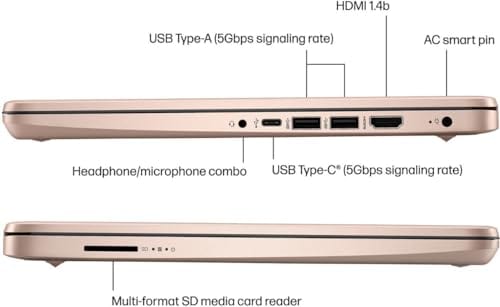 HP más nuevo portátil ultraligero de 14" para estudiantes y empresas, Intel Quad-Core N4120, 8 GB de RAM, 192 GB de almacenamiento (64 GB eMMC+128 GB Micro SD), 1 año de Office 365, cámara web, HDMI, WiFi, USB-A y C, Win 11 S 