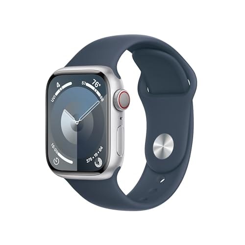 Montre intelligente Apple Watch Series 9 [GPS + Cellular 45 mm] avec boîtier en aluminium rose et bracelet sport rose M/L. Tracker d'activité, applications d'oxygène sanguin et ECG, écran Retina toujours activé (renouvelé) 