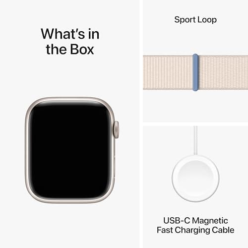 Montre intelligente Apple Watch Series 9 [GPS 45 mm] avec boîtier en aluminium rose et boucle sport rose. Tracker d'activité, applications d'oxygène dans le sang et d'ECG, écran Retina toujours allumé, neutre en carbone 