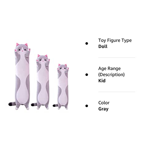 Giant Cat Pillow Plush Cartoon Kitty Sleeping Hugging Pillow, Cuddly Soft Long Kitten Body Pillow Doll Cat Cushion Toy for Kids Girlfriend (Pink, 110cm/43.3inch)