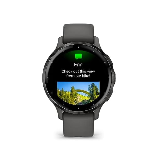 Garmin Venu 3 Slate Bisel de acero inoxidable Pantalla táctil AMOLED de 1,4 pulgadas Reloj inteligente con caja negra de 45 mm y correa de silicona 