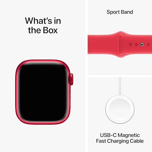 Montre intelligente Apple Watch Series 9 [GPS + Cellular 45 mm] avec boîtier en aluminium argenté avec boucle Sport bleu hiver. Tracker d'activité, applications ECG, écran Retina toujours activé, neutre en carbone 