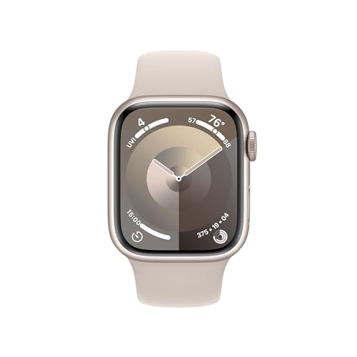 Montre intelligente Apple Watch Series 9 [GPS + Cellular 45 mm] avec boîtier en aluminium rose et bracelet sport rose M/L. Tracker d'activité, applications d'oxygène sanguin et ECG, écran Retina toujours activé (renouvelé) 