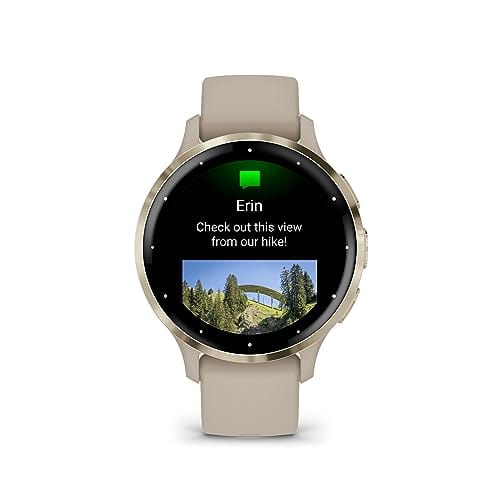 Garmin Venu 3 Slate Bisel de acero inoxidable Pantalla táctil AMOLED de 1,4 pulgadas Reloj inteligente con caja negra de 45 mm y correa de silicona 