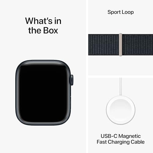 Apple Watch Series 9 [GPS 45 mm] Smartwatch con caja de aluminio Starlight y correa deportiva Starlight M/L. Monitor de actividad física, aplicaciones de ECG, pantalla Retina siempre activa, resistente al agua 