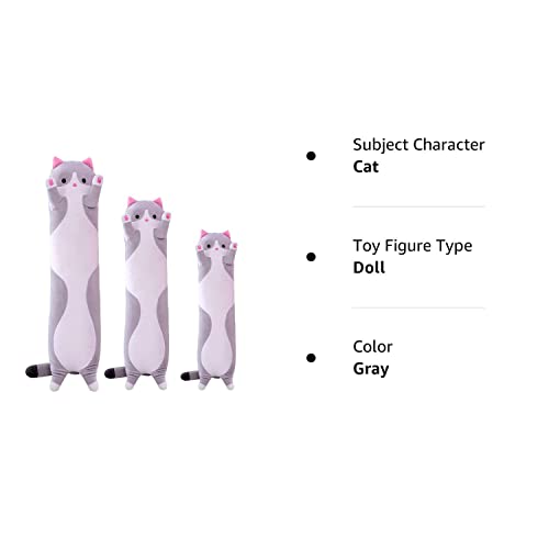 Giant Cat Pillow Plush Cartoon Kitty Sleeping Hugging Pillow, Cuddly Soft Long Kitten Body Pillow Doll Cat Cushion Toy for Kids Girlfriend (Pink, 110cm/43.3inch)