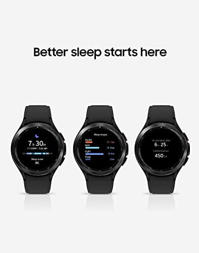 Samsung Electronics Galaxy Watch 4 Classic 46 mm Montre intelligente avec moniteur ECG pour la santé, le fitness, la course à pied, les cycles de sommeil, détection de chute GPS, Bluetooth, version américaine, noir (renouvelé) 