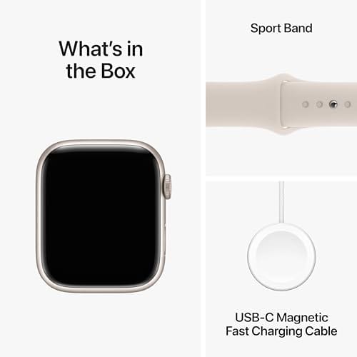 Montre intelligente Apple Watch Series 9 [GPS 45 mm] avec boîtier en aluminium rose et boucle sport rose. Tracker d'activité, applications d'oxygène dans le sang et d'ECG, écran Retina toujours allumé, neutre en carbone 